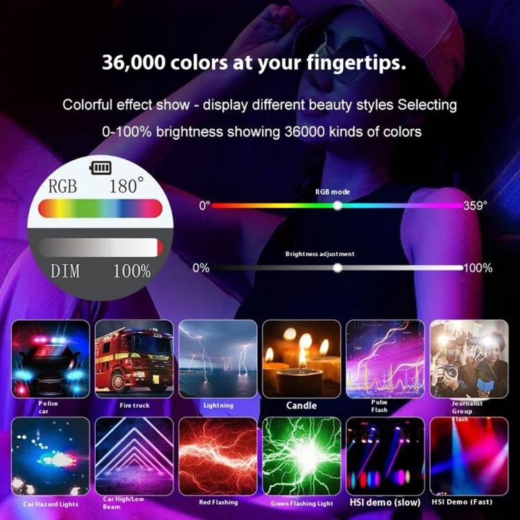 VLOGLITE K15RGB Photography Studio Camera Lamp 15W Full Color Fill Light RGB LED Video Light