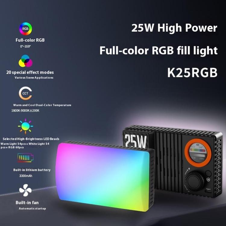 VLOGLITE K25RGB For Camera Photography Pocket Video Light 25W High Power RGB Fill Light