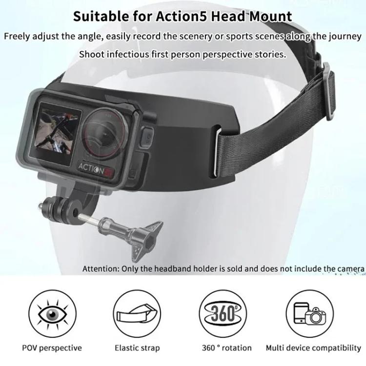 For DJI Action 5 Pro / 4 / 3 Hands-Free Driving Recorder & Sports Camera Mount Head Strap