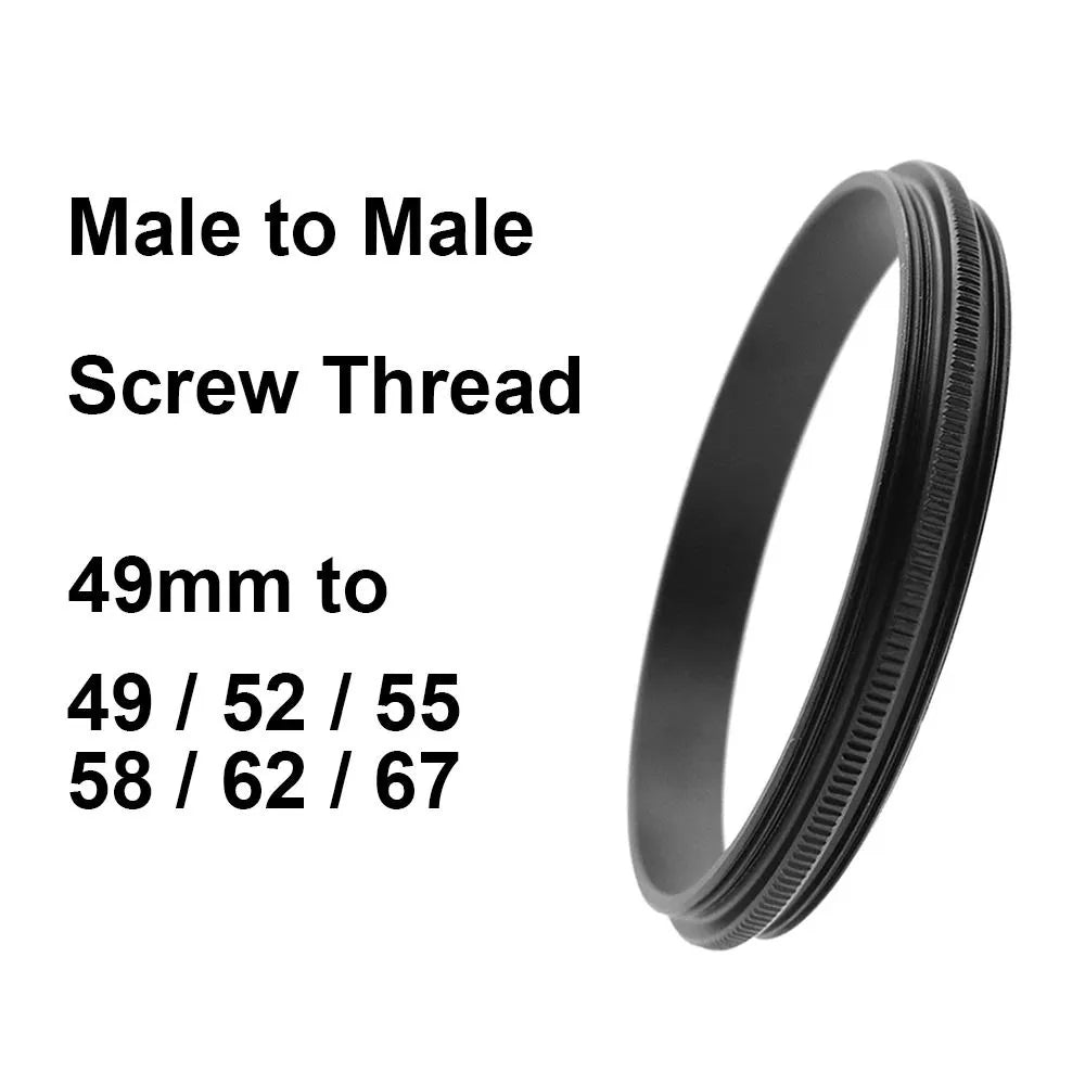 Screw Thread Male To Male Adapter 49mm - 49 / 52 / 55 / 58 / 62 / 67mm Thread Pitch 0.75mm Macro Photography Mount Adapter Ring