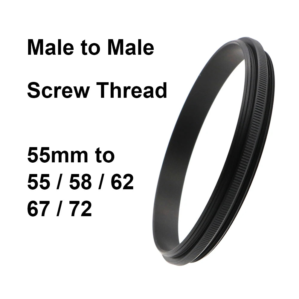 Screw Thread Male to Male Adapter 55mm - 55 / 58 / 62 / 67 / 72 mm thread pitch 0.75mm Macro Photography Mount Adapter Ring