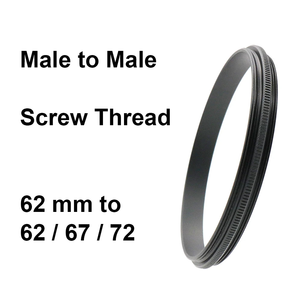 Screw Thread Male to Male Adapter 62mm - 62 / 67 / 72 mm thread pitch 0.75mm Macro Photography Mount Adapter Ring