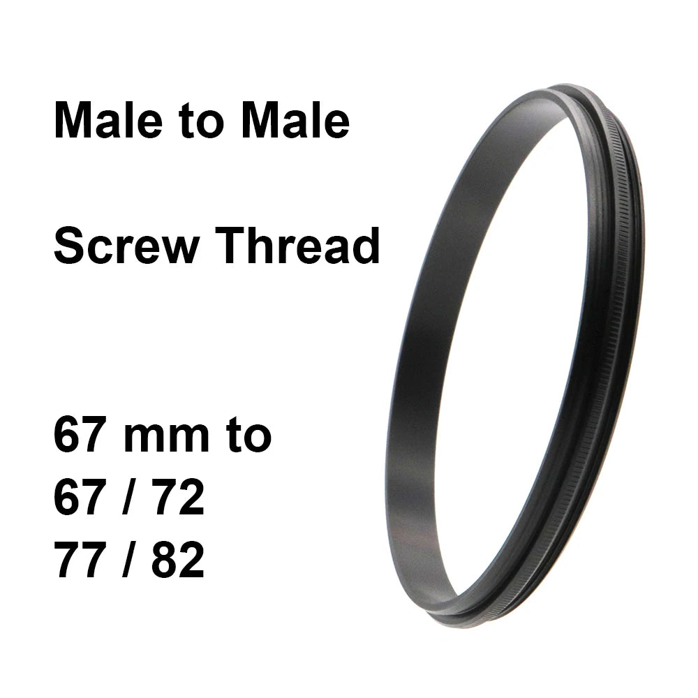 Screw Thread Male To Male Adapter 67mm - 67 / 72 / 77 / 82mm Thread Pitch 0.75mm Macro Photography Mount Adapter Ring