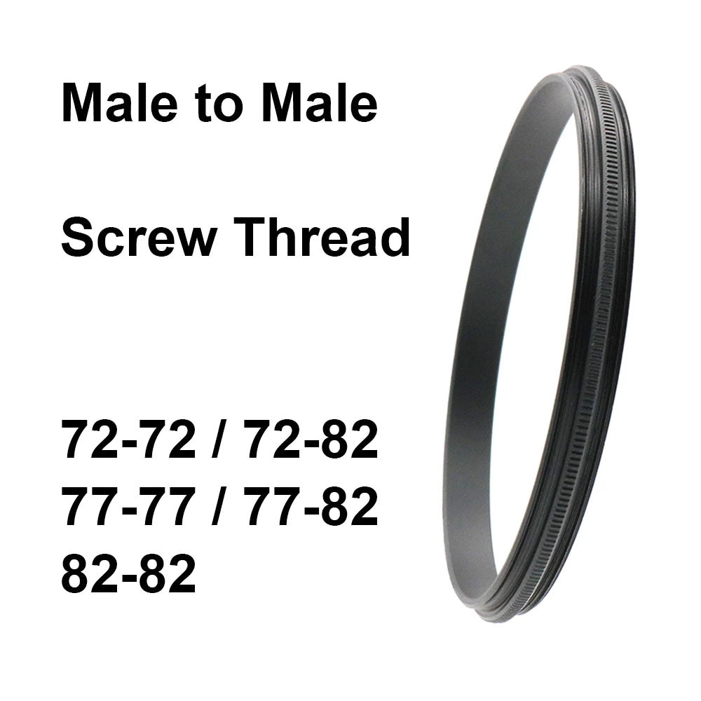 Screw Thread Male To Male Adapter 72-72 / 72-82 / 77-77 / 77-82 / 82-82mm Thread Pitch 0.75mm Macro Photography Mount Adapter Ring