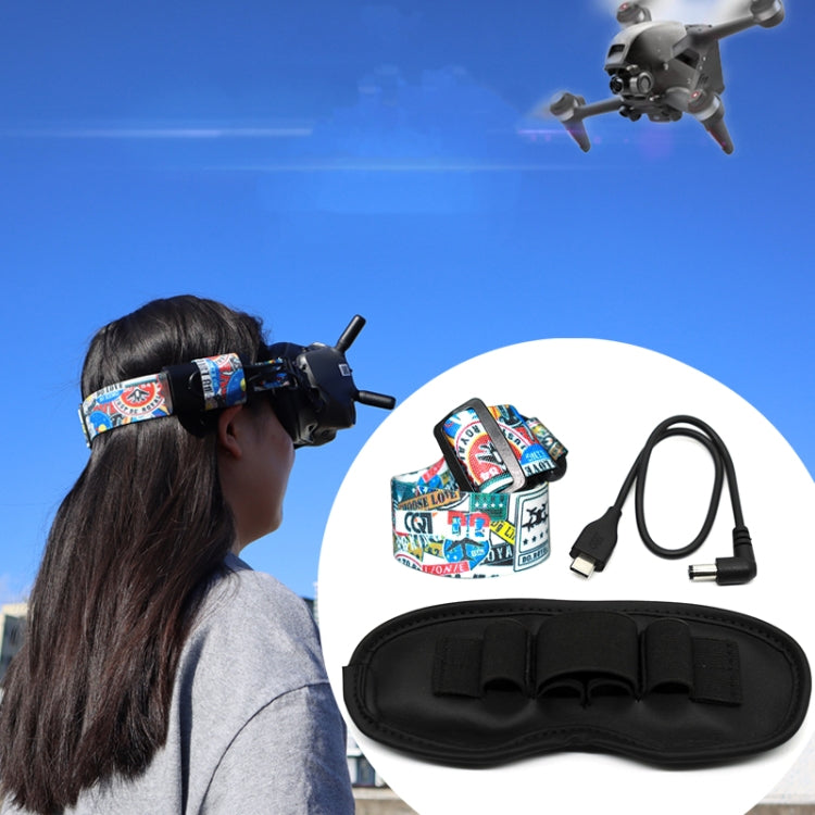 Flight Video Glasses Graffiti Color Headband Fixed Strap For DJI FPV Goggles V2, Strap, Strap + Power Line, Strap + Power Line + Pad