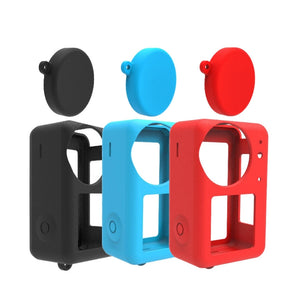 For DJI Osmo Action 3 Silicone Protective Case Lens Cap, Silicone (Red), Silicone (Blue), Silicone (Black)