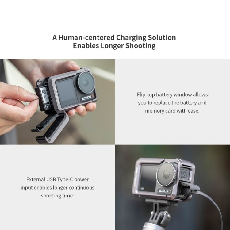 PGYTECH For DJI Osmo Action 3 Aluminum Alloy Camera Housing Shell Expansion Protective Frame, Aluminum Alloy