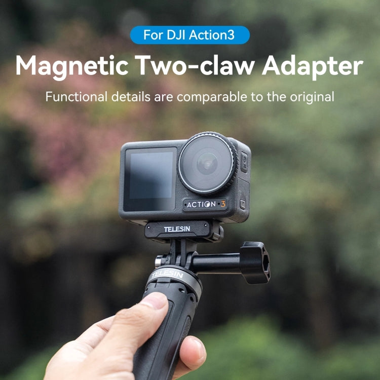 For DJI OSMO Action 3 TELESIN Magnetic Two Claw Adapter Action Camera Accessories, Magnetic Two Claw Adapter