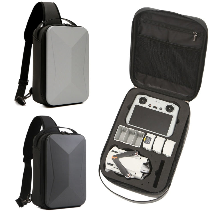 For DJI Mini 3 / Mini 3 Pro Hard Shell Storage Bag Box Chest Bag Shoulder Bag Messenger Bag, M3-010 (Dark Gray), M3-010 (Silver)