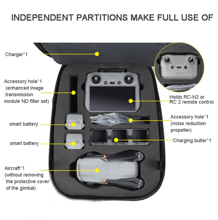 For DJI AIR 3 Hard Shell Storage Bag Portable Protective Backpack