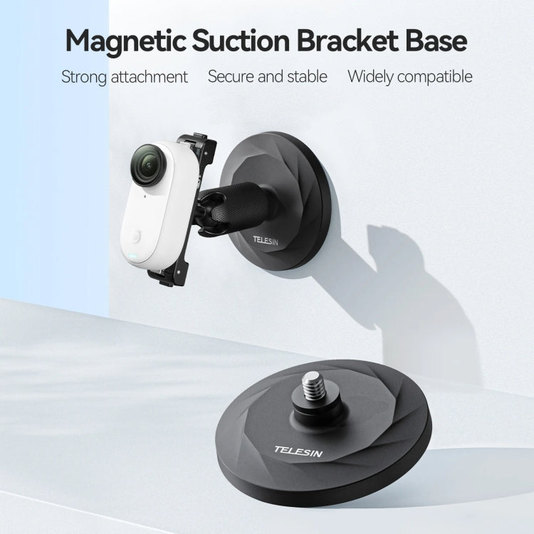 TELESIN Magnetic Base With 1/4 Inch Interface for DJI Pocket 3 / Insta360 Camera & Smart Phones, With Suction Cup Base Set, Without Suction Cup Base