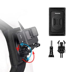 TELESIN Backpack Shoulder Strap Bracket Mount for GoPro Hero / Insta360 /  SJCAM / DJI Action Accessories, Only Strap Mount, Set A, Set B