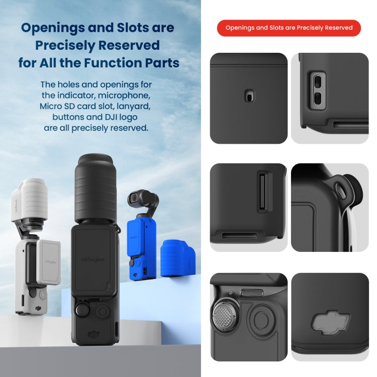 For DJI Osmo Pocket 3 AMagisn Silicone Protection Case Movement Camera Accessories, 5 In 1 Black, 5 In 1 Blue, 5 In 1 Gray, 7 In 1 Black, 7 In 1 Blue, 7 In 1 Gray