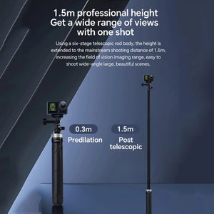 TELESIN 360 Degree Rotation 1.5m Selfie Stick Foldable Tripod For GoPro Hero / Insta360 /  DJI Osmo Action, S1-TSS-01