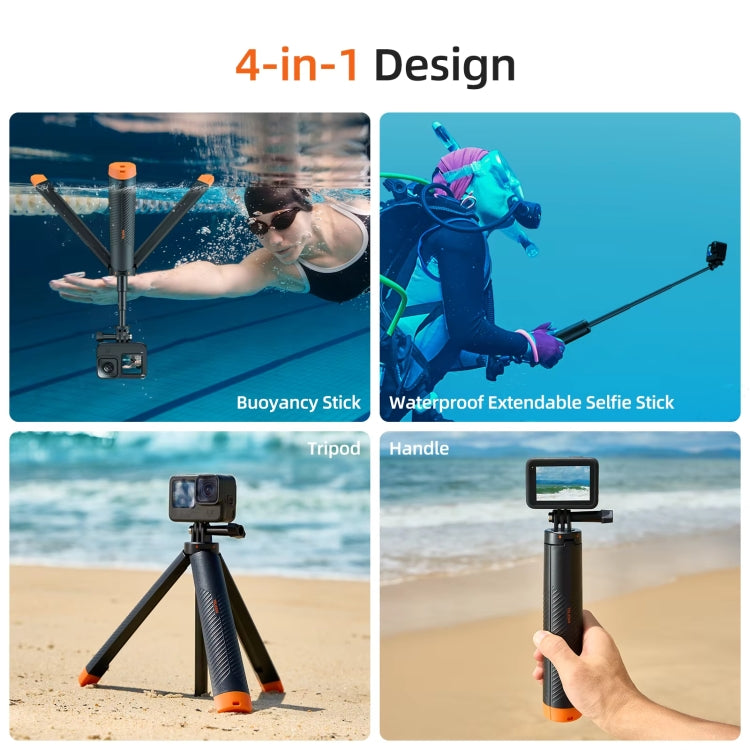 TELESIN 61cm Underwater Buoyancy Bar Retractable Selfie Stick Tripod For GoPro Insta360 DJI OSMO Action Camera, S1-TSS-02