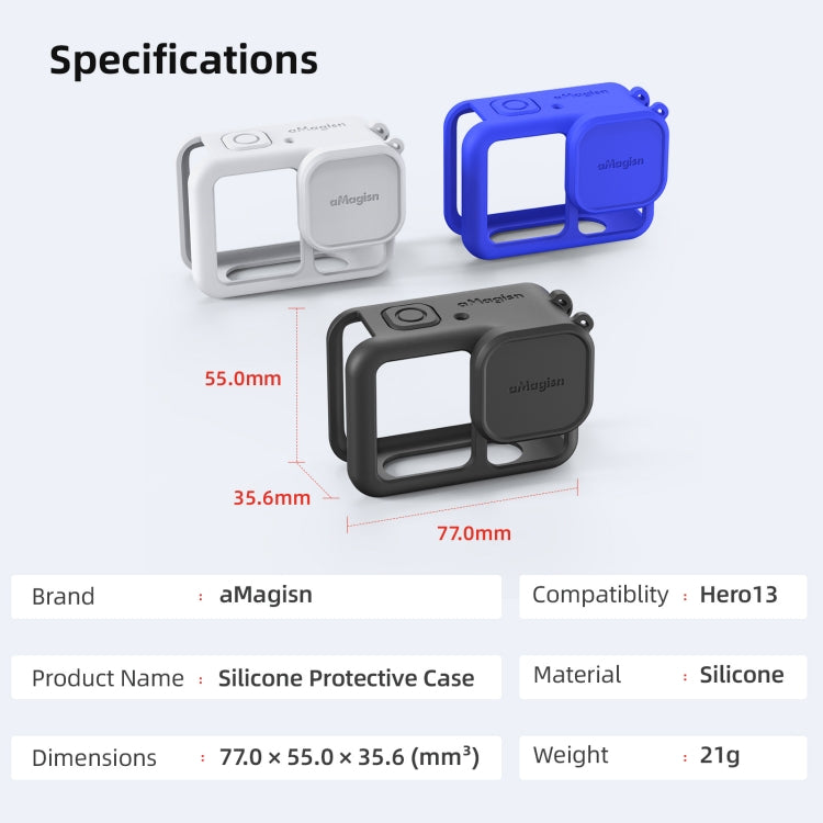 For GoPro HERO13 Black AMagisn Silicone Case Protective Cover