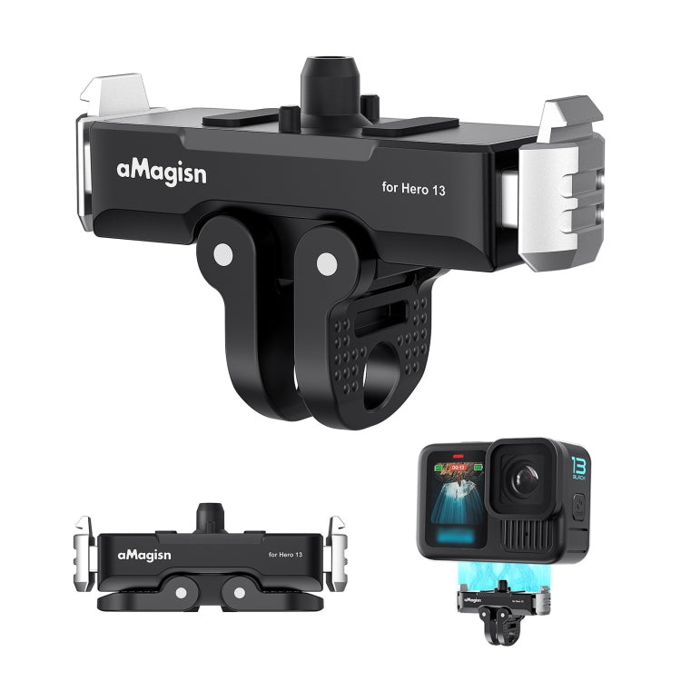 For GoPro HERO13 Black aMagisn Metal Magnetic Quick Release Base Dual Interface Adapter, For GoPro HERO13 Metal