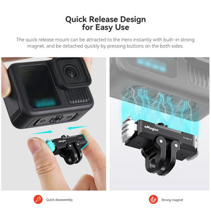 For GoPro HERO13 Black aMagisn Metal Magnetic Quick Release Base Dual Interface Adapter, For GoPro HERO13 Metal