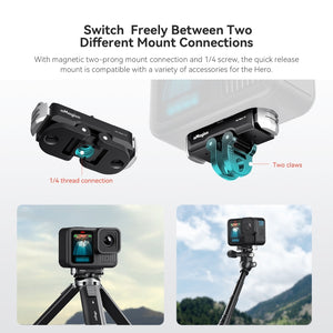 For GoPro HERO13 Black aMagisn Metal Magnetic Quick Release Base Dual Interface Adapter, For GoPro HERO13 Metal