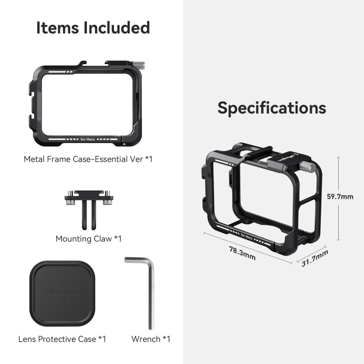 aMagisn Essential Ver Metal Rabbit Cage for GoPro HERO13 Black / HERO12 Black / HERO11 Black / HERO10 Black / HERO9 Black, AP09