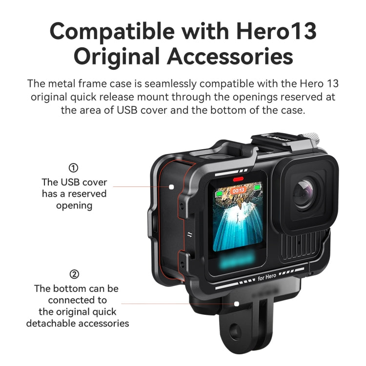 aMagisn Essential Ver Metal Rabbit Cage for GoPro HERO13 Black / HERO12 Black / HERO11 Black / HERO10 Black / HERO9 Black, AP09