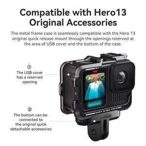 aMagisn Essential Ver Metal Rabbit Cage for GoPro HERO13 Black / HERO12 Black / HERO11 Black / HERO10 Black / HERO9 Black, AP09