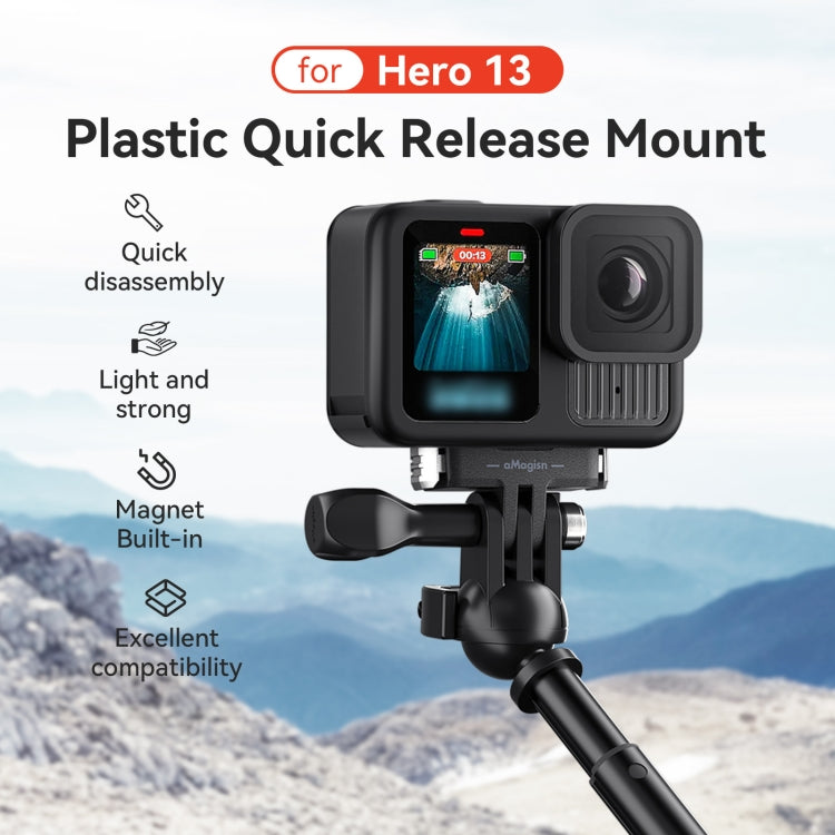 For GoPro HERO13 Black aMagisn Magnetic Quick-release Base Plastic  Adapter Accessories, For GoPro HERO13 Plastic