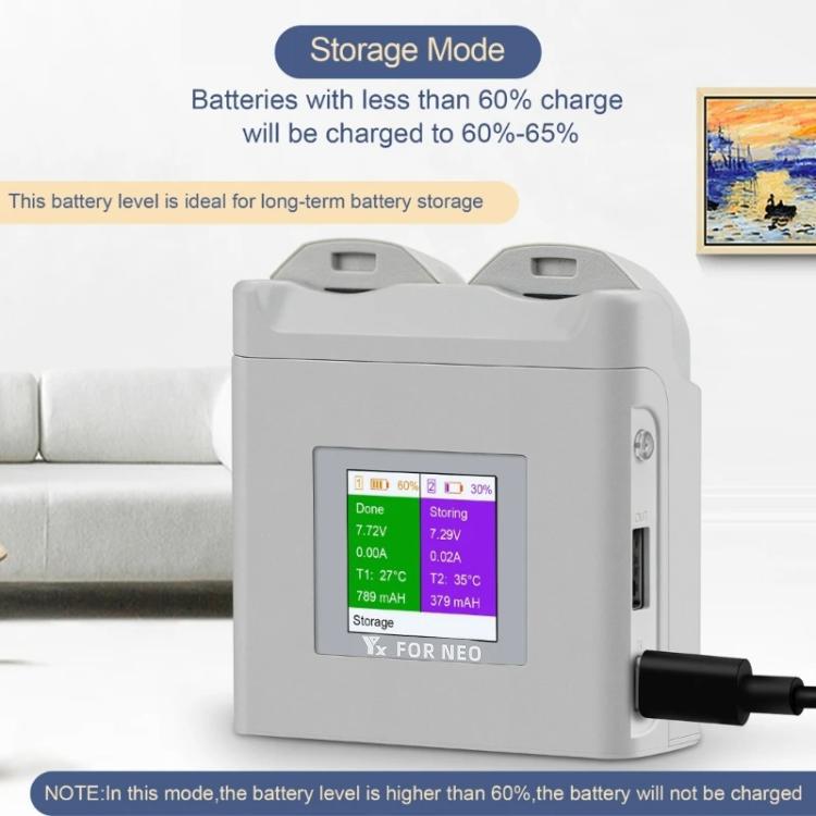 For DJI Neo Drone YX Color Screen Battery Charger Charge 2 Batteries