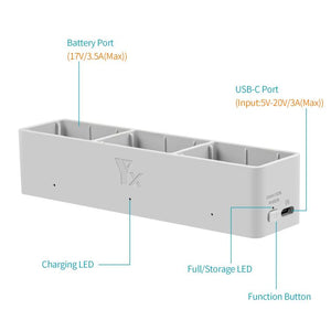 For DJI Avata 2 YX Charger 3-way Charging Butler Supports PD 65W