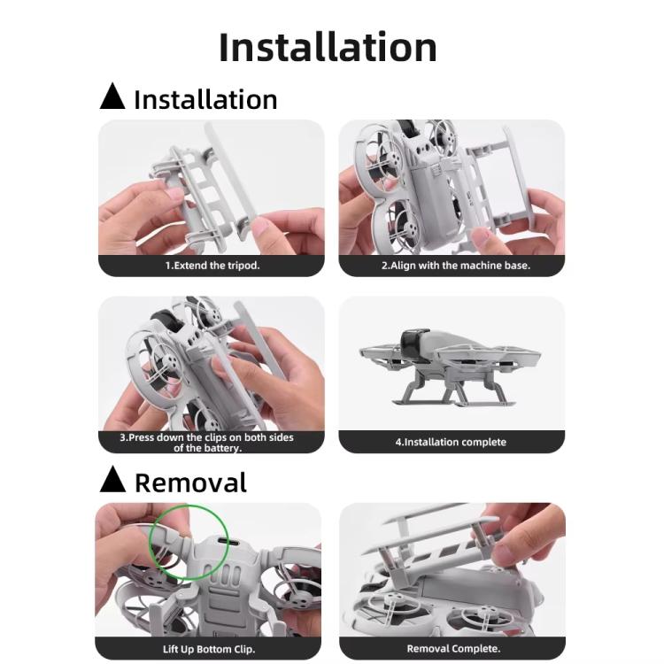 For DJI Neo BRDRC NEO021 Boosting Kickstand Drone Landing Gear Folding Sled Kickstand