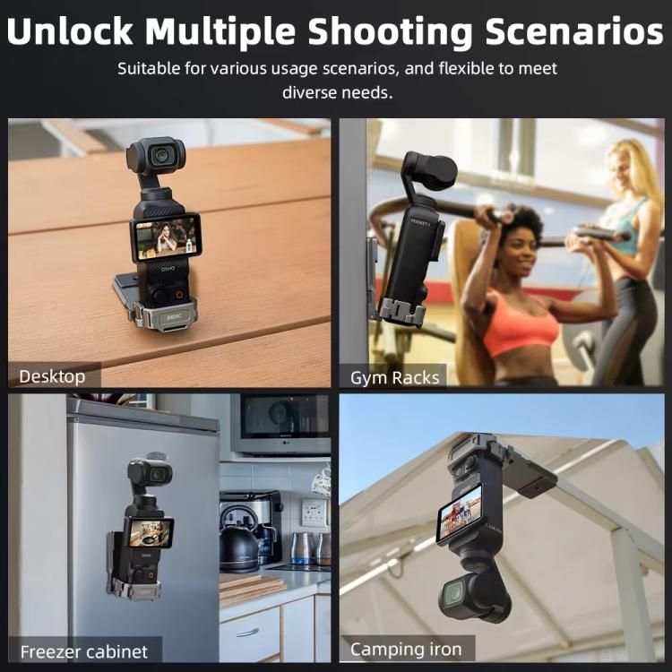 For DJI OSMO Pocket 3 BRDRC PO3005 Multi-functional Magnetic Base Expansion Back Clip Holder Adapter Bezel Accessory