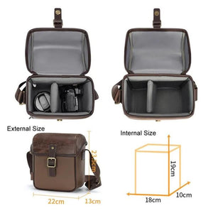 Cwatcun D185 Medium Shoulder Leisure Camera Bag Vintage PU Waterproof Micro SLR Camera Storage Bag, D185