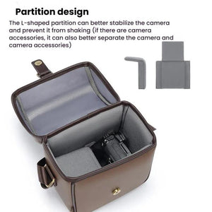Cwatcun D185 Medium Shoulder Leisure Camera Bag Vintage PU Waterproof Micro SLR Camera Storage Bag, D185