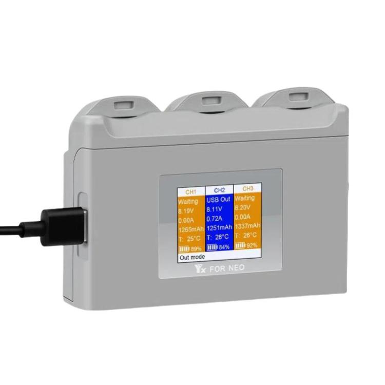 For DJI Neo Battery Charger YX 3-way Color Screen Charger Hub Charging Station