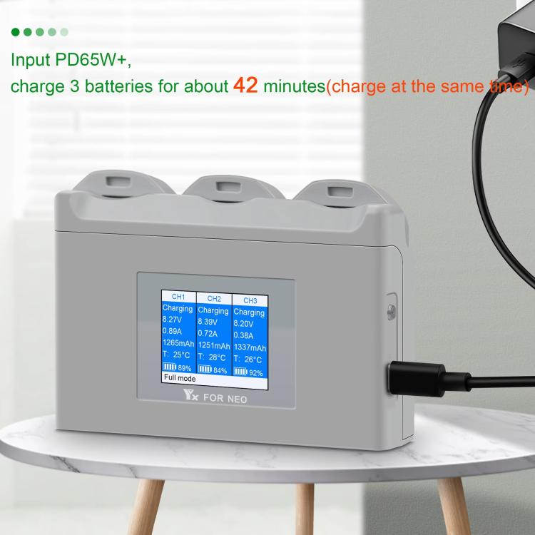 For DJI Neo Battery Charger YX 3-way Color Screen Charger Hub Charging Station