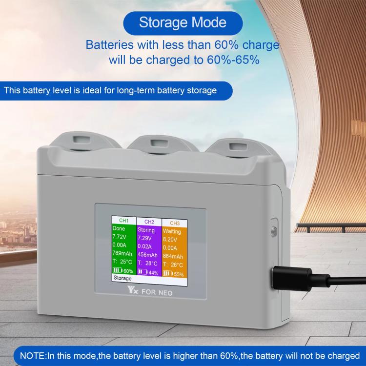 For DJI Neo Battery Charger YX 3-way Color Screen Charger Hub Charging Station