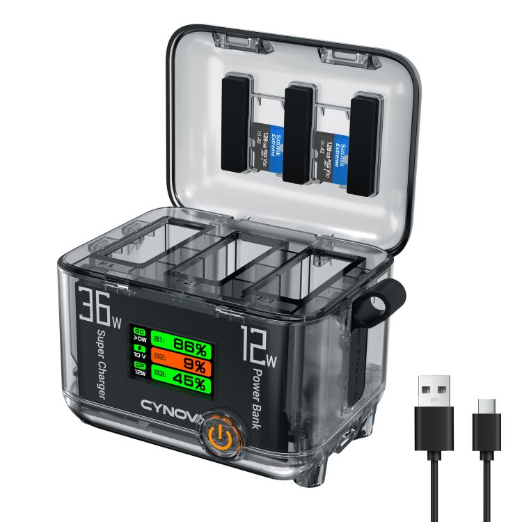 CYNOVA Fast Charging Hub for DJI Osmo 360/Action 5 Pro/4/3 With 1.14 inch TFT LCD Display