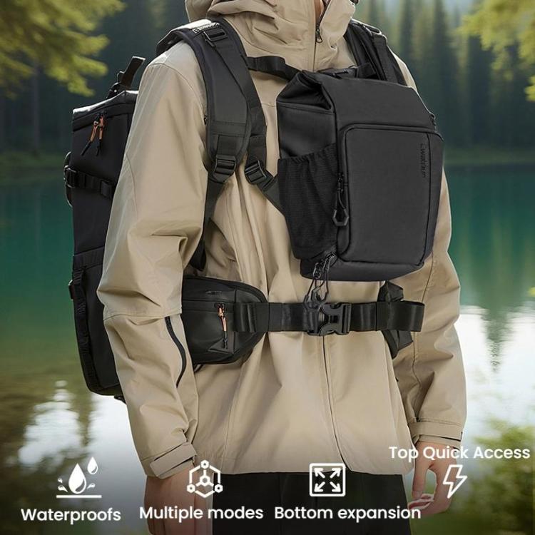 Cwatcun D198 Small Expandable Single Shoulder Camera Bag Waterproof Multi-Function Camera Bag