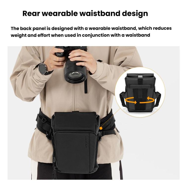 Cwatcun D198 Small Expandable Single Shoulder Camera Bag Waterproof Multi-Function Camera Bag