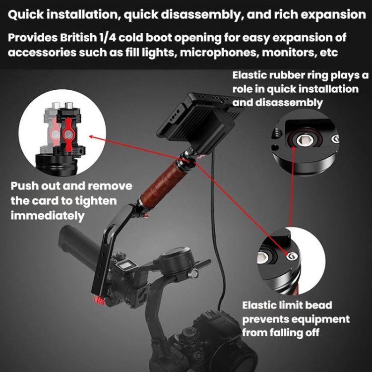 Gimbal Wooden Handle Chute Snail Gimbal Side Handle Grip,For DJI RS 4 Mini / 4 PRO / 3 / 3 Mini / 3 PRO / 2
