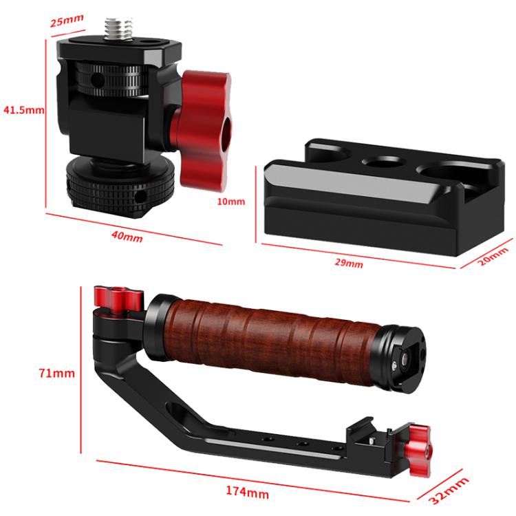 Gimbal Wooden Handle Chute Snail Gimbal Side Handle Grip,For DJI RS 4 Mini / 4 PRO / 3 / 3 Mini / 3 PRO / 2