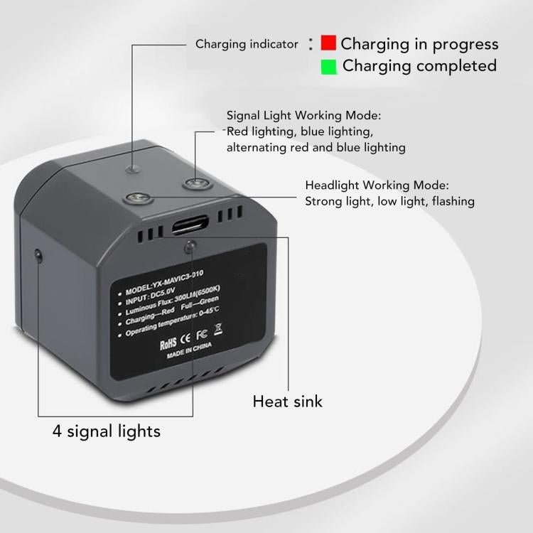 For DJI Mavic 4 Pro Drone YX 300LM Adjustable LED Spotlight Night Flight Searchlight with 3 Modes