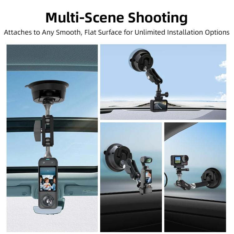 Flymile Universal Car Suction Cup Mount for Action Cameras 360-degree Rotatable, Washable and Reusable Dashboard Windshield Holder