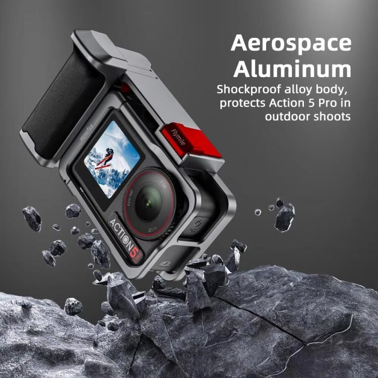 Flymile Street Shooting Handle Kit for DJI Osmo Action 5 Pro/4/3 Action Camera Aluminum Expansion Cage, AC5015 Cage