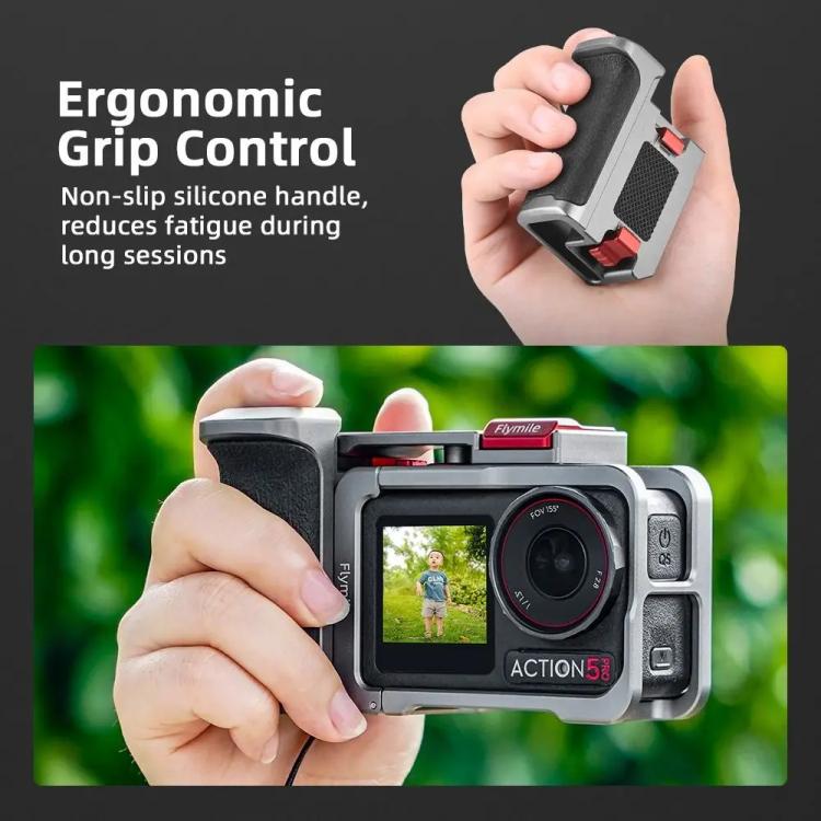 Flymile Street Shooting Handle Kit for DJI Osmo Action 5 Pro/4/3 Action Camera Aluminum Expansion Cage, AC5015 Cage