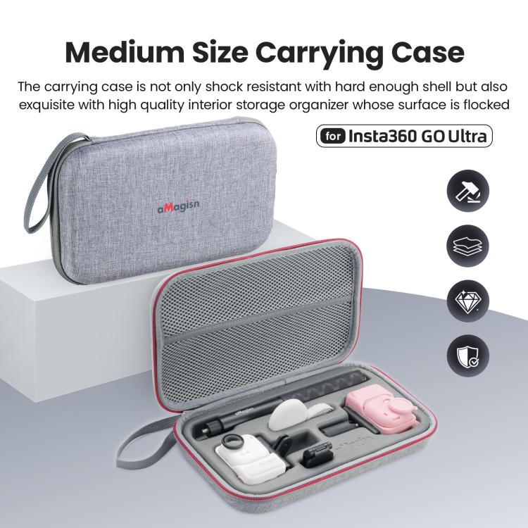 For Insta360 GO Ultra aMagisn Storage Case Protective Bag for Camera, Silicone Sleeve, Cage, Selfie Stick and Accessories