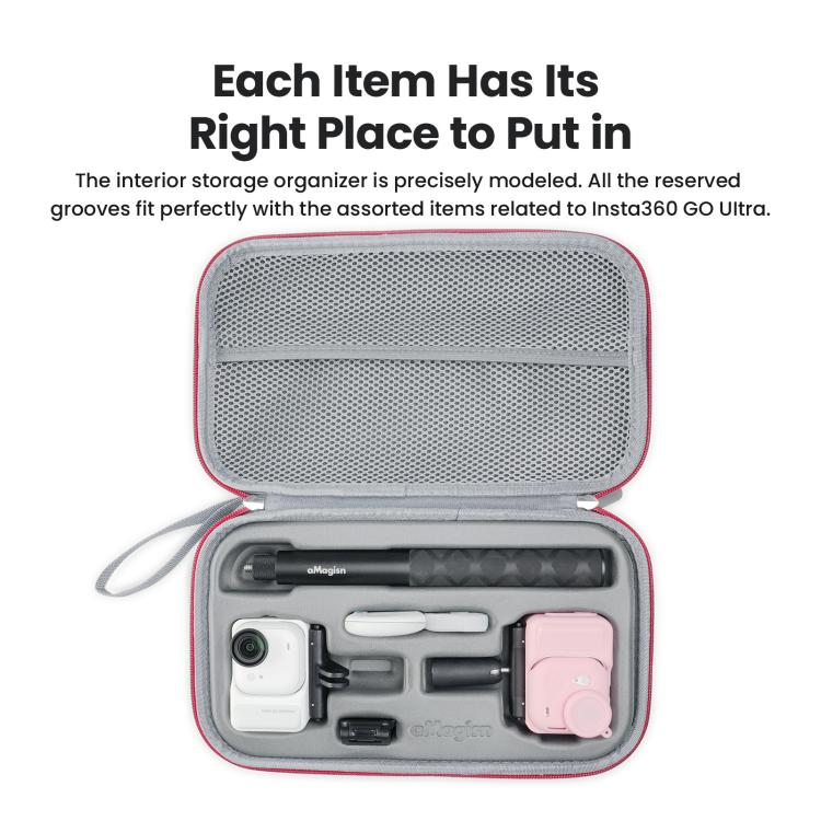 For Insta360 GO Ultra aMagisn Storage Case Protective Bag for Camera, Silicone Sleeve, Cage, Selfie Stick and Accessories