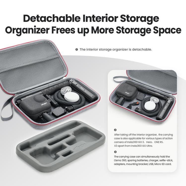 For Insta360 GO Ultra aMagisn Storage Case Protective Bag for Camera, Silicone Sleeve, Cage, Selfie Stick and Accessories