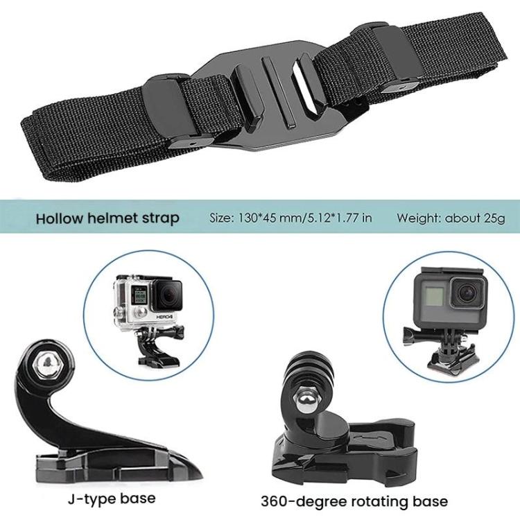 Universal Bike Helmet Camera Mount Adjustable Strap For Vented/Skeleton Helmets Compatible With GoPro, Insta360, DJI and Other Action Cameras