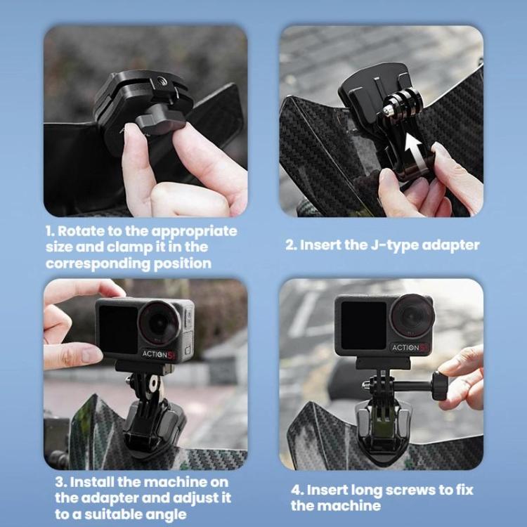 Flymile Motorcycle Windshield Action Camera Mount For DJI Osmo Action 5 Pro / GoPro 13
